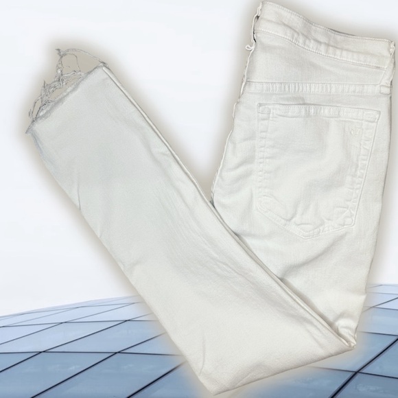 Rag & Bone White ‘Dre Capri’ Skinny Leg Jeans with Raw Hem Size 25 - Picture 15 of 16